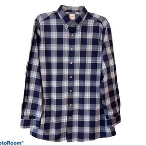 Rowm Navy Blue Plaid Long Sleeve Casual Shirt 2XT